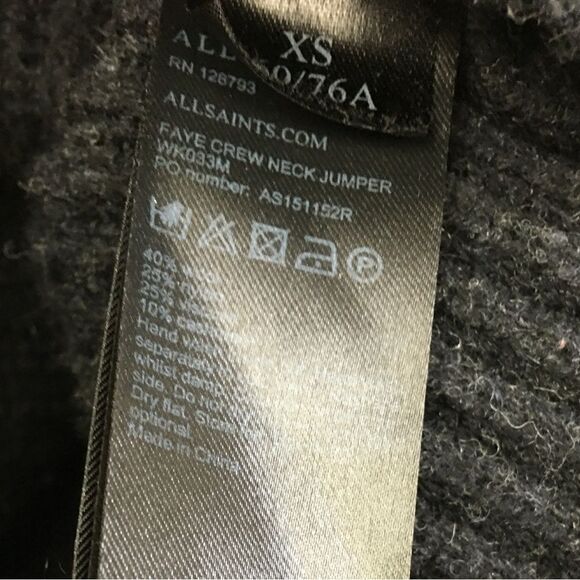 AllSaints Faye Crew Neck Wool & Cashmere Blend Ribbed Knit Jumper Sweater Sz XS - Picture 10 of 12